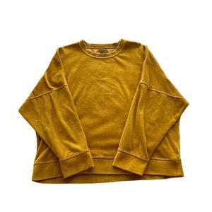 Aerie Velour Golden Mustard Yellow Cozy Crewneck Pullover Sweatshirt Size Medium